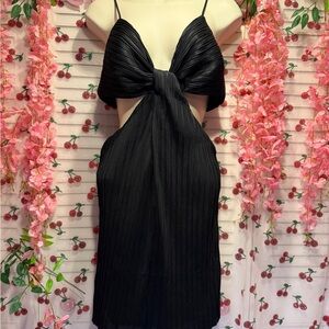 Astr Black Twist-Front Cutout Dress